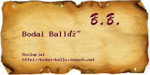 Bodai Balló névjegykártya